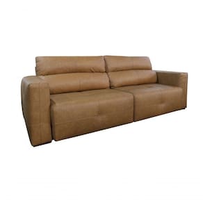 Sofá Retrátil E Reclinável De Couro Adena 2,12 M Soft Brown - Mempra Design