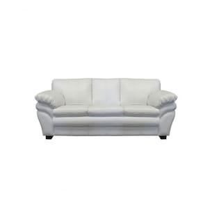 Sofá De Couro Gana 3 Lugares Branco Pigmentado - Mempra Design