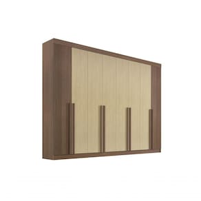 Guarda Roupa Casal 8 Portas Ripado 8 Gavetas Com Pés Daymont - D` Doro Castanho/linho/ripado