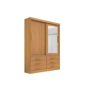 Guarda Roupa Casal Meridian Com Espelho 2 Portas 6 Gavetas Sem Pés - D` Doro Cinamomo
