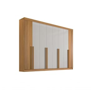 Guarda Roupa Casal 8 Portas Ripado 8 Gavetas Com Pés Daymont - D` Doro Cinamomo/off White/ripado