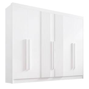 Guarda Roupa Casal 6 Portas Ripado 7 Gavetas Sem Pés Athos - D` Doro Branco/ripado