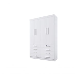 Guarda Roupa Solteiro Mônaco 4 Portas 8 Gavetas Com Pés - D` Doro Branco