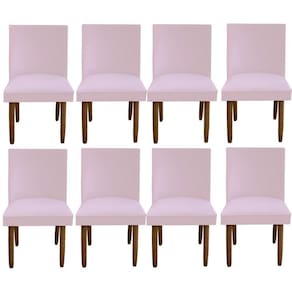 Kit 08 Cadeiras Para Sala De Jantar Tóquio Pés Palito Suede Rosa Bebê D`classe Decor