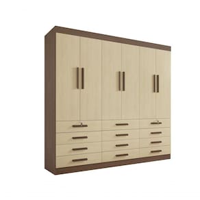 Guarda Roupa Casal 6 Portas 12 Gavetas Com Pés Mônaco Plus D` Doro Castanho/linho