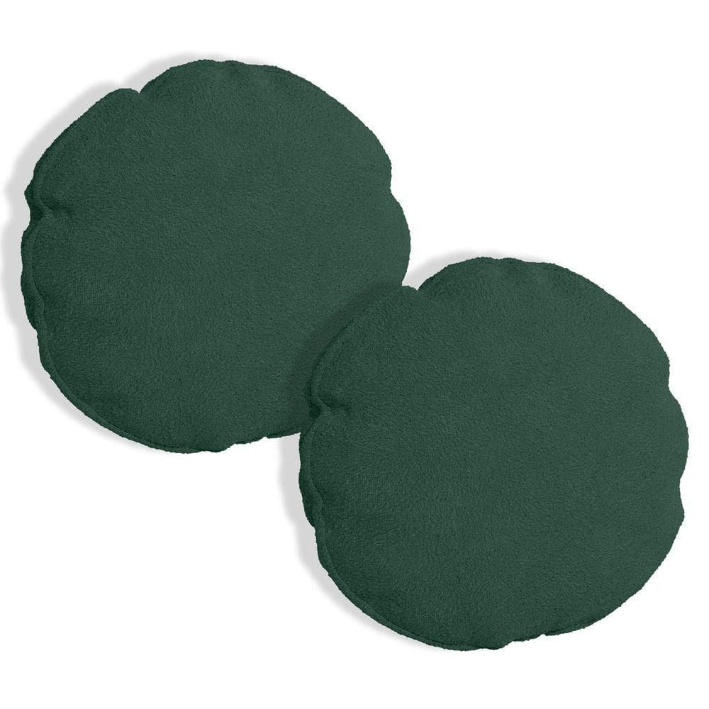 Kit 2 Capas Para Almofada Redonda Boucle 50x50cm - 7 Decor Verde Escuro