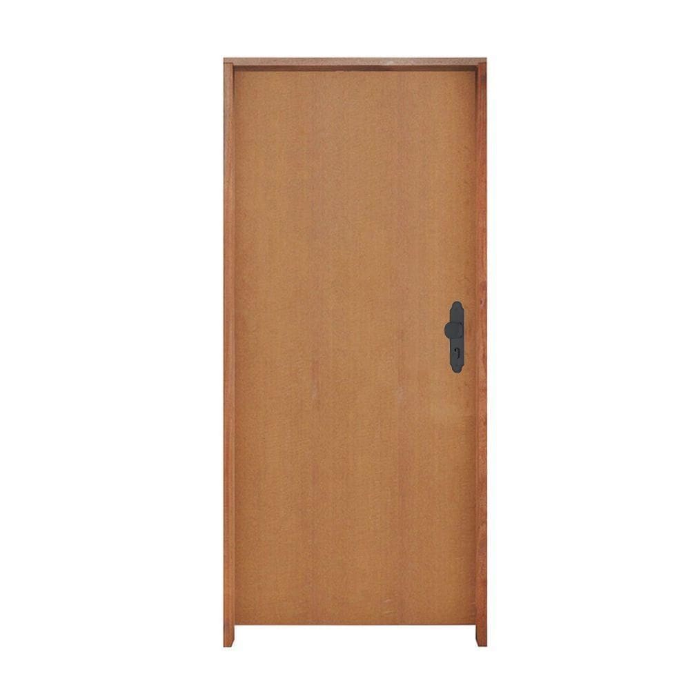 Kit Porta Lisa Padrão Imbuia 62x2.10 Batente Ecológico 11cm Fechadura Stam Lado Esquerdo - Hale