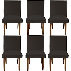 Kit 06 Cadeiras Para Sala De Jantar Tóquio Pés Palito Suede Marrom D`classe Decor