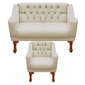 Kit Namoradeira + 1 Poltrona Decorativa Grécia Dritex Sintético Bege