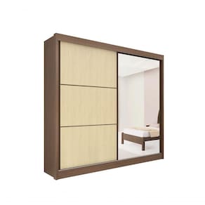 Guarda Roupa Titanium 2 Portas 6 Gavetas Com Espelho Sem Pés D` Doro Castanho/linho