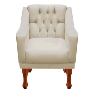 Poltrona Decorativa Resistente Recepção Grécia Dritex Suede Bege