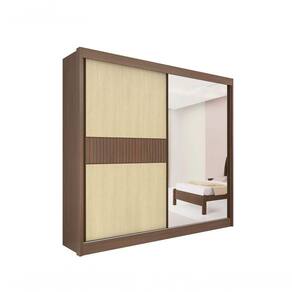 Guarda Roupa Titanium Ripado 2 Portas 6 Gavetas Com Espelho D` Doro Castanho/linho/ripado