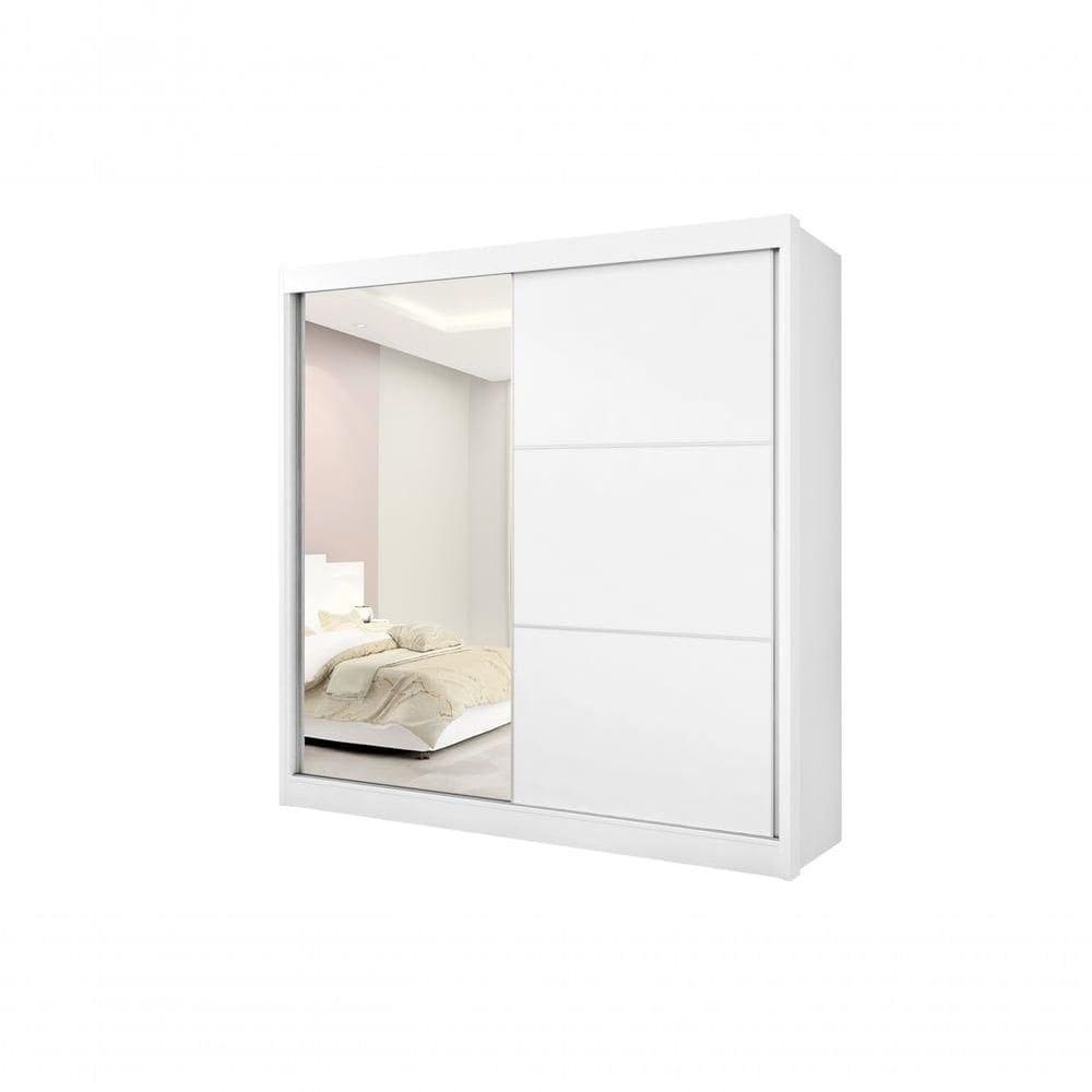Guarda Roupa Titanium 2 Portas 6 Gavetas Com Espelho Com Pés D` Doro Branco