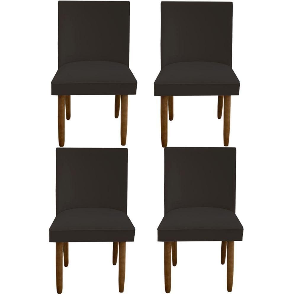 Kit 04 Cadeiras Para Sala De Jantar Tóquio Pés Palito Suede Marrom D`classe Decor
