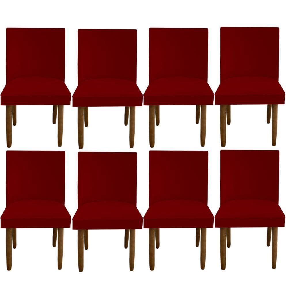 Kit 08 Cadeiras Para Sala De Jantar Tóquio Pés Palito Suede Vermelho D`classe Decor