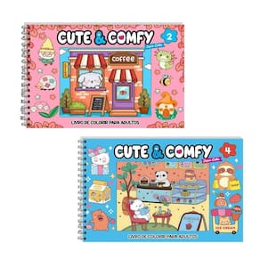 Kit 2 Livro De Colorir Cute & Comfy 02 Azul E 04 Rosa