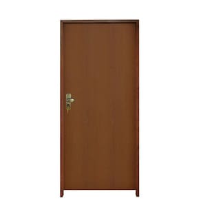 Kit Porta Lisa Padrão Imbuia 72 X 2.10 Batente Ecológico 09cm Fechadura Externa Lado Direito - Hale
