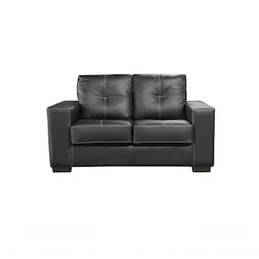 Sofá De Couro Punto 2 Lugares Preto Pigmentado - Mempra Design