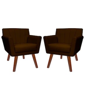 Kit 02 Poltronas Decorativa Clinicas Iza Dritex sintetico Marrom