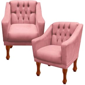 Kit 02 Poltronas Decorativa Resistente Grécia Dritex Suede Rose