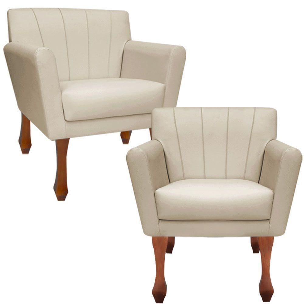 Kit Poltronas Decorativa Clinicas Iza Retro Dritex suede Bege