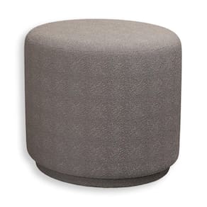Puff Orgânico Beatriz Boucle Elegante Luxuoso Redondo - 7 Decor Cinza Claro