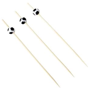 Palito Em Bambu Para Petiscos 12cm Bola De Futebol - 20 Un