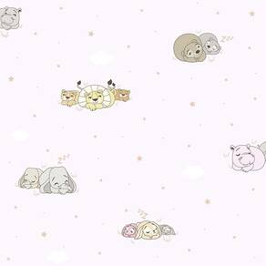 Papel De Parede Treboli Rosa Animais Dormindo 5812 - Rolo 10m X 0,53m
