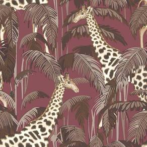 Papel De Parede Botany House Girafa Roxo 15528