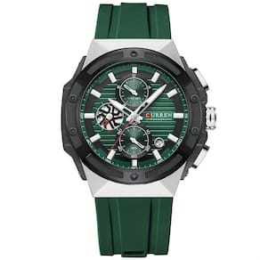 Relógio De Moda, Pulseira De Silicone, Design De Mostrador Criativo Verde
