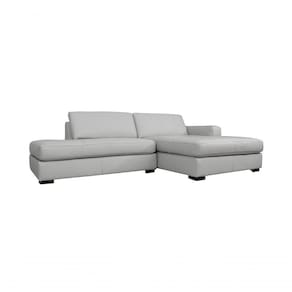 Sofá De Couro Com Chaise 3 Lugares Off White 2,54 M - Mempra