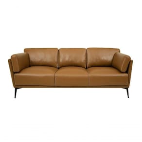 Sofá De Couro Lexus 3 Lugares Brown - Mempra