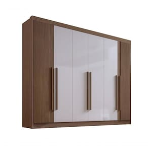 Guarda Roupa Casal 6 Portas Ripado 7 Gavetas Sem Pés Athos - D` Doro Castanho/off White/ripado