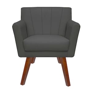 Poltrona Decorativa Clinicas Iza Pés Quadrados Dritex suede Cinza