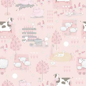 Papel De Parede Fazendinha G78376 Rosa Tiny Tots 2 - G78376