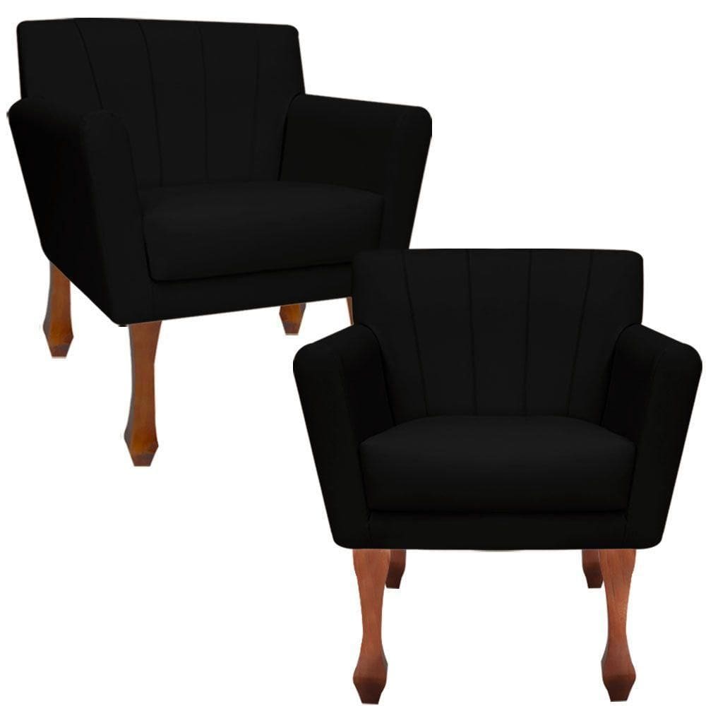 Kit Poltronas Decorativa Clinicas Iza Retro Dritex sintetico Preto