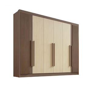 Guarda Roupa Casal 6 Portas Ripado 7 Gavetas Sem Pés Athos - D` Doro Castanho/linho/ripado