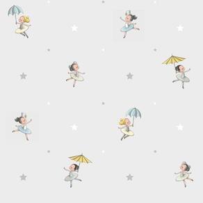 Papel De Parede Treboli Cinza Bailarinas 5821 - Rolo 10m X 0,53m