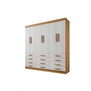 Guarda Roupa Casal 6 Portas 12 Gavetas Sem Pés Mônaco Plus D` Doro Cinamomo/off White