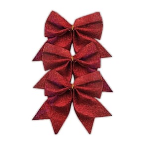 Kit Laços Natal Vermelho Glitter 11cm X 14cm - 3 Unidades