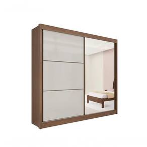 Guarda Roupa Titanium 2 Portas 6 Gavetas Com Espelho Sem Pés D` Doro Castanho/off White