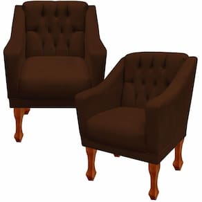 Kit 02 Poltronas Decorativa Resistente Grécia Dritex Suede Marrom