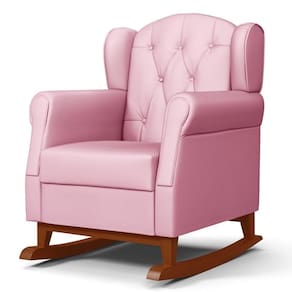 Poltrona De Amamentação Base Madeira Balanço Letícia Sintético Rosa - Phoenix