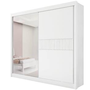 Guarda Roupa Titanium Ripado 2 Portas 6 Gavetas Com Espelho D` Doro Branco/ripado