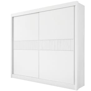 Guarda Roupa Casal Cancun Ripado 2 Portas 6 Gavetas Sem Pés - D` Doro Branco/ripado