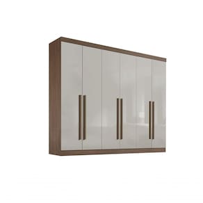 Roupeiro 6 Portas 6 Gavetas Sem Pés Da Vinci Plus - D` Doro Castanho/off White