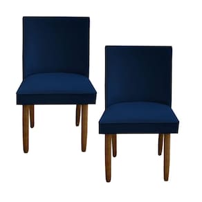 Kit 02 Cadeiras Para Sala De Jantar Tóquio Pés Palito Suede Azul Marinho D`classe Decor