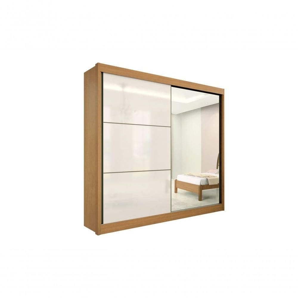 Guarda Roupa Titanium 2 Portas 6 Gavetas Com Espelho Sem Pés D` Doro Cinamomo/off White