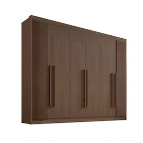 Guarda Roupa Casal 6 Portas Ripado 7 Gavetas Sem Pés Athos - D` Doro Castanho/ripado