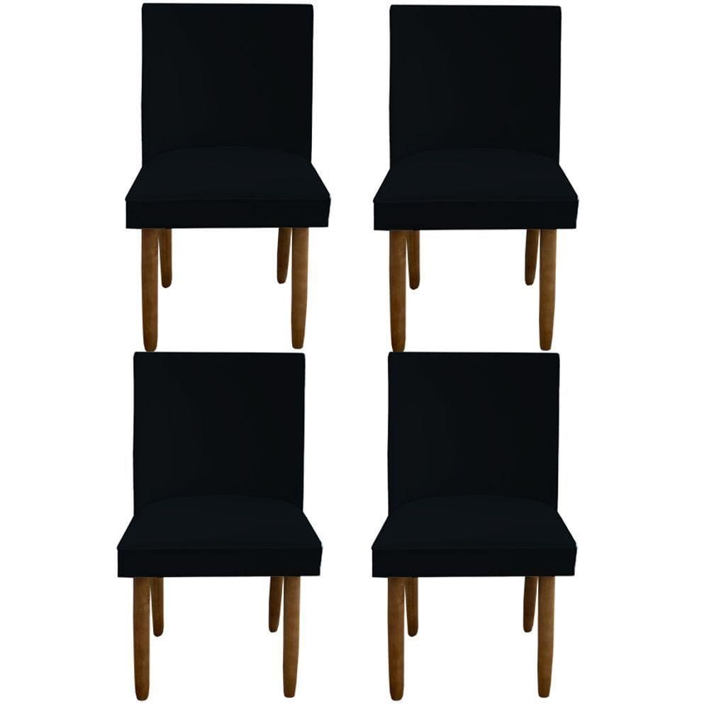 Kit 04 Cadeiras Para Sala De Jantar Tóquio Pés Palito Suede Preto D`classe Decor